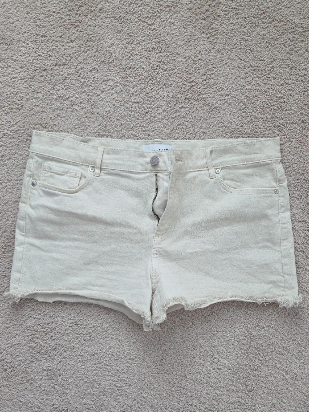 LOFT Cream Denim Cutoff Shorts